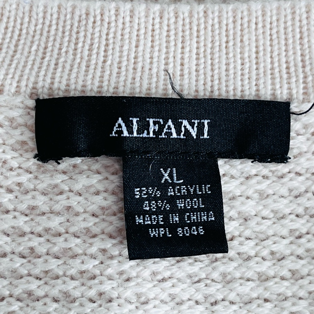 Alfani Wool Fringe Detailing Sweater in Cream Size XL - Picture 6 of 7